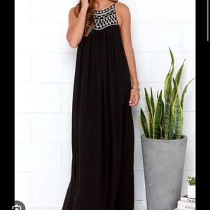 ASOS Amuse Society Black Maxi Dress with Beaded Yoke